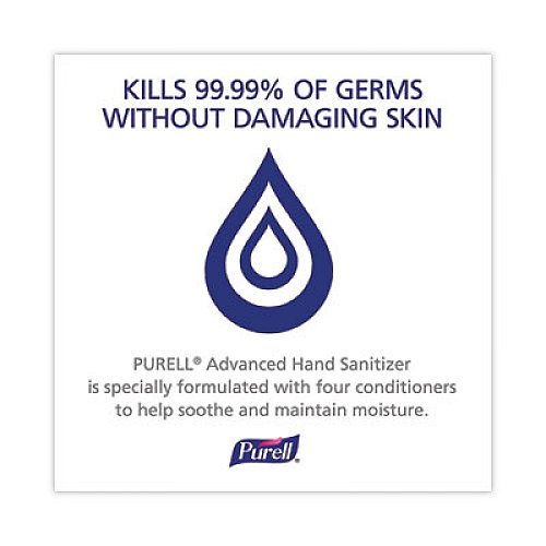 PURELL Advanced Hand Sanitizer Single Use, Gel, 1.2 mL, Packet, Fragrance-Free, 125/Box (9630125NSBX)