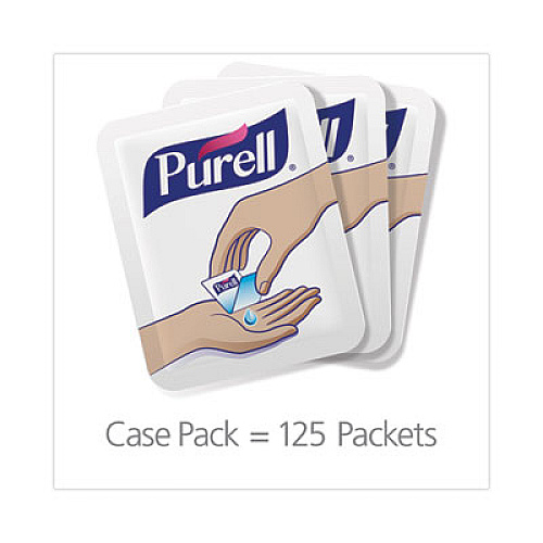 PURELL Advanced Hand Sanitizer Single Use, Gel, 1.2 mL, Packet, Fragrance-Free, 125/Box (9630125NSBX)