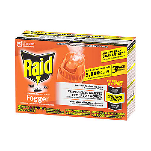 Raid Concentrated Deep Reach Fogger, 1.5 oz Aerosol Spray, 3/Pack, 12 Packs/Carton (305690)