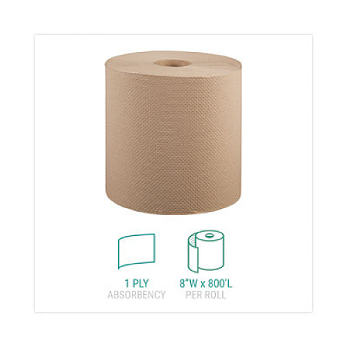 Windsoft Hardwound Roll Towels, 1-Ply, 8" x 800 ft, Natural, 6 Rolls/Carton (12806)