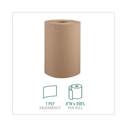 Windsoft Hardwound Roll Towels, 1-Ply, 8" x 350 ft, Natural, 12 Rolls/Carton (108)
