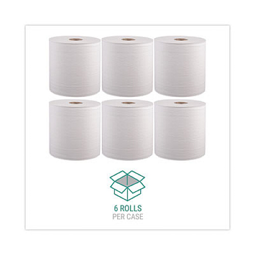 Windsoft Hardwound Roll Towels, 1-Ply, 8" x 800 ft, White, 6 Rolls/Carton (12906B)