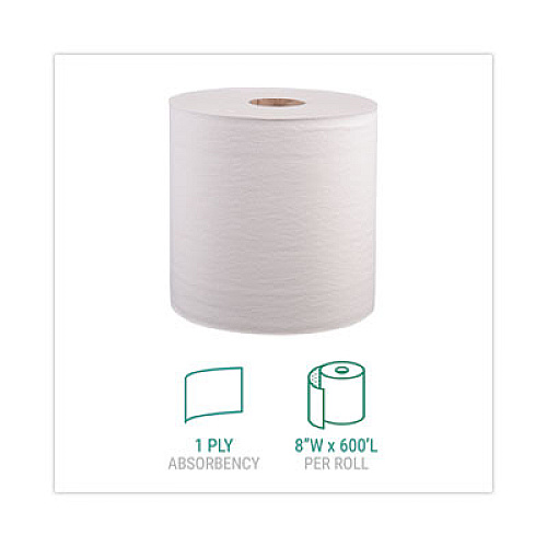 Windsoft Hardwound Roll Towels, 1-Ply, 8" x 800 ft, White, 6 Rolls/Carton (12906B)