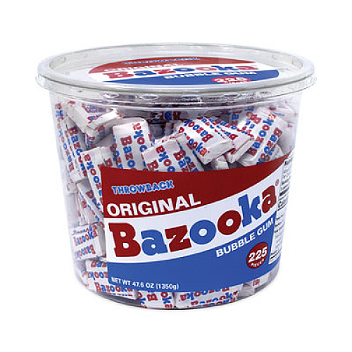 Bazooka Original Bubble Gum Tub, 47.6 oz Tub, 225 Pieces (20900351)