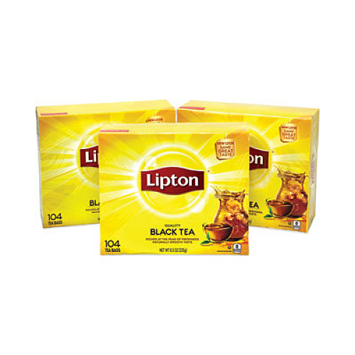 Lipton Tea Bags, Black, 0.07 oz Bags, 312 Bags/Carton (22000743)