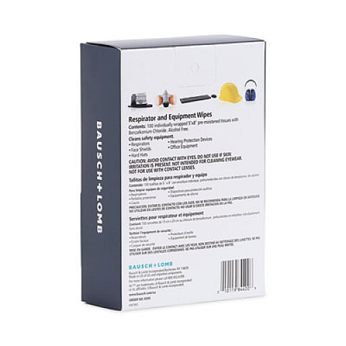 Bausch & Lomb Sight Savers Respirator and Equipment Wipes, Cloth, 5 x 8, Unscented, White, 100/Box (8595)