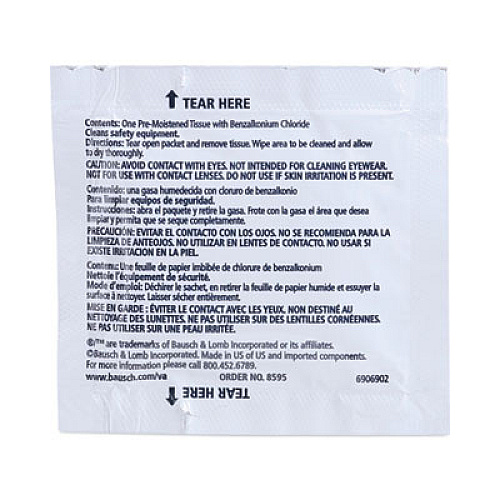 Bausch & Lomb Sight Savers Respirator and Equipment Wipes, Cloth, 5 x 8, Unscented, White, 100/Box (8595)