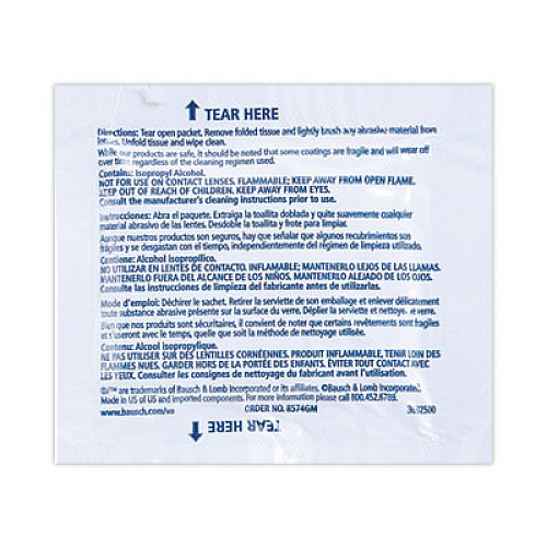 Bausch & Lomb Sight Savers Premoistened Lens Cleaning Tissues, 8" x 5", 100/Box (8574GM)