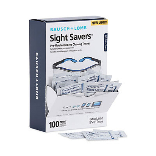 Bausch & Lomb Sight Savers Premoistened Lens Cleaning Tissues, 8 x 5, 100/Box, 10 Box/Carton (8574GMCT)