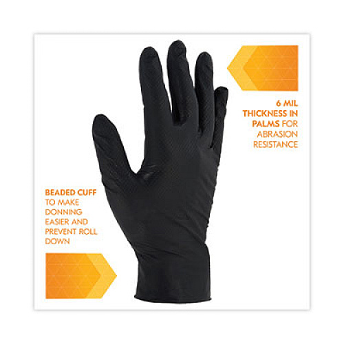 KleenGuard G10 Kraken Grip Nitrile Gloves, Powder-Free, X-Large, 6 mil Thick, 9.5" Long, Black, 90/Box, 10 Boxes/Carton (49278)