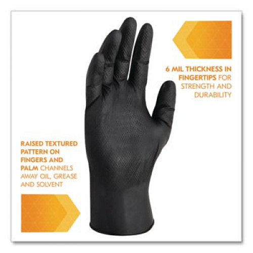 KleenGuard G10 Kraken Grip Nitrile Gloves, Small, 6 mil Thick, 9.5" Long, Black, 100/Box, 10 Boxes/Carton (49275)