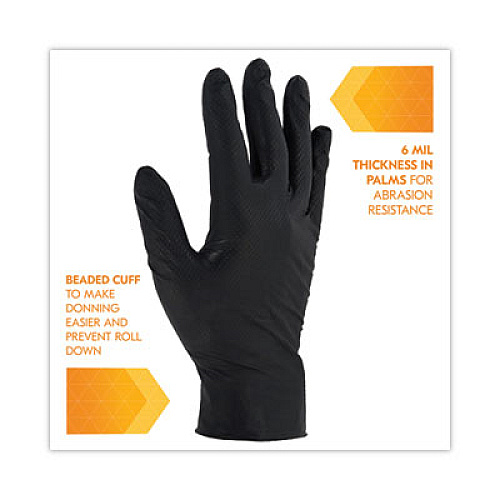 KleenGuard G10 Kraken Grip Nitrile Gloves, Powder-Free, XX-Large, 6 mil Thick, 9.5" Long, Black, 90/Box, 10 Boxes/Carton (49279)