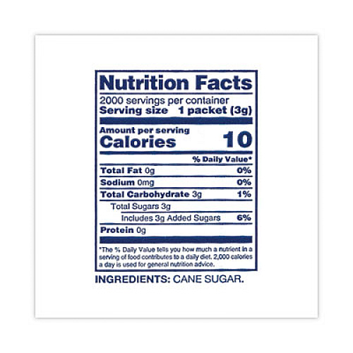 Domino Sugar, 0.1 oz Packet, 2,000/Carton (22000501)