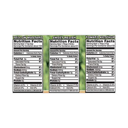 Heinz Ketchup, Mustard and Relish Picnic Pack, 2 Ketchup, Mustard, Relish, 4 Bottles/Carton (22000444)