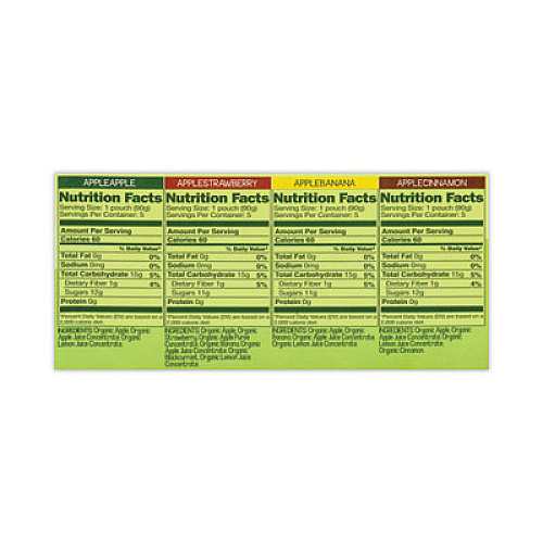 GoGo Squeez Fruit On The Go, Variety Applesauce, 3.2 oz Pouch, 20/Carton (22000742)