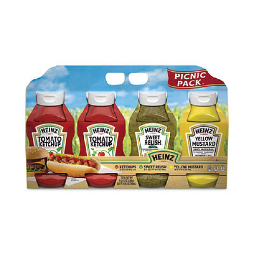 Heinz Ketchup, Mustard and Relish Picnic Pack, 2 Ketchup, Mustard, Relish, 4 Bottles/Carton (22000444)