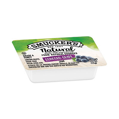 Smucker's Smuckers 1/2 Ounce Natural Jam, 0.5 oz Container, Concord Grape, 200/Carton (8202)