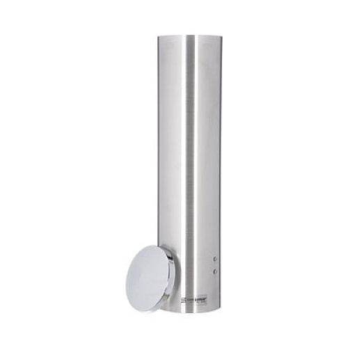 San Jamar Water Cup Dispenser with Removable Cap, For 4.5 oz to 7 oz Cone and 6 oz to 12 oz Flat Cups, Stainless Steel, 6/Carton (C3250SSCT)