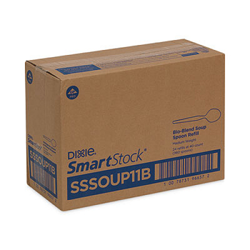 Dixie SmartStock Plastic Cutlery Refill, Series-O, Mediumweight Soup Spoon, Beige, 40/Pack, 24 Packs/Carton (SSSOUP11B)