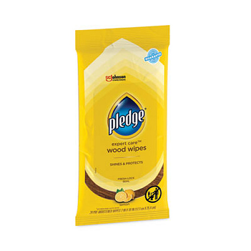 Pledge Lemon Scent Wet Wipes, Cloth, 7 x 10, White, 24/Pack (336297PK)
