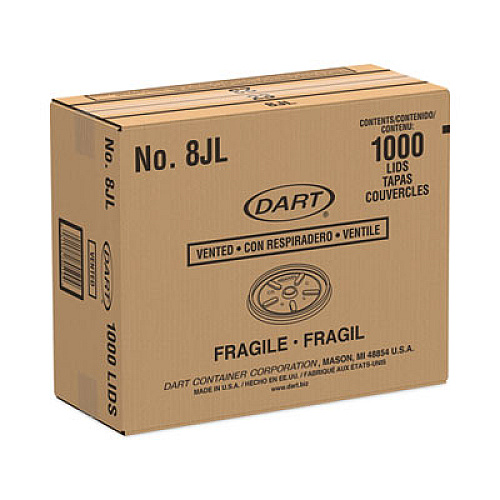 Dart Plastic Lids, Vented, Fits 8 oz to 10 oz Hot/Cold Foam Cups, White, 100/Pack, 10 Packs/Carton (8JL)