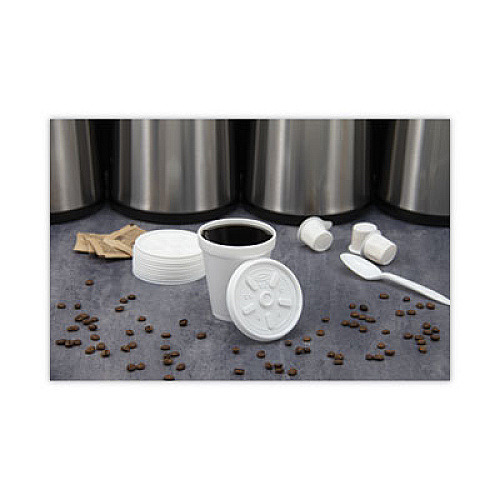 Dart Plastic Lids, Vented, Fits 8 oz to 10 oz Hot/Cold Foam Cups, White, 100/Pack, 10 Packs/Carton (8JL)