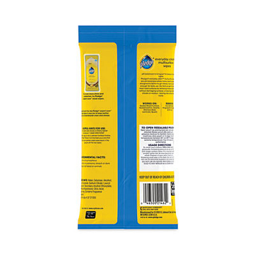 Pledge Multi-Surface Cleaner Wet Wipes, Cloth, 7 x 10, Fresh Citrus, White, 25 Wipes (336274EA)