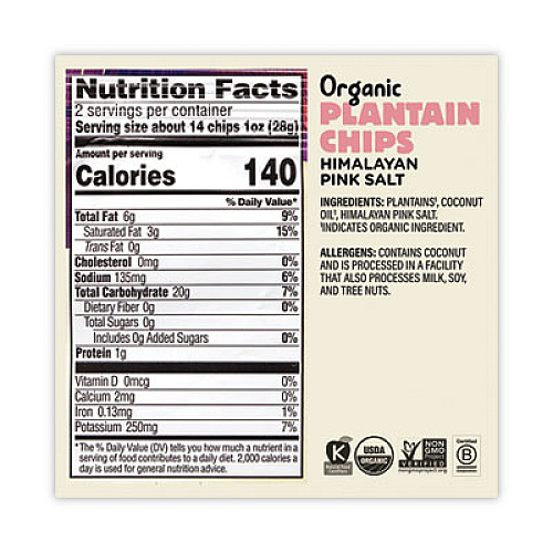 Barnana Himalayan Pink Sea Salt Plantain Chips, 2 oz Bags, 12/Pack (60730318)