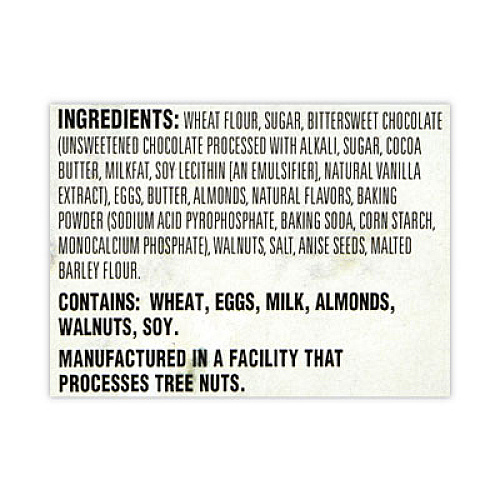 Nonni's Biscotti, Dark Chocolate Almond, 1 lb 5 oz Tub, 25 Pieces/Tub, 1 Tub/Carton (30700123)