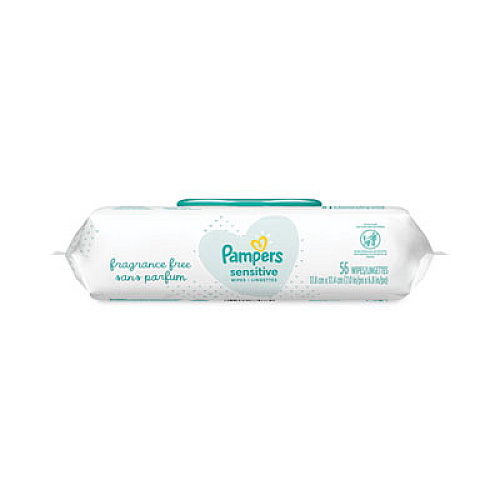 Pampers Sensitive Baby Wipes, 1-Ply, 6.8 x 7, Unscented, White, 56/Pack (87076EA)