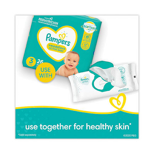 Pampers Sensitive Baby Wipes, 1-Ply, 6.8 x 7, Unscented, White, 56/Pack (87076EA)