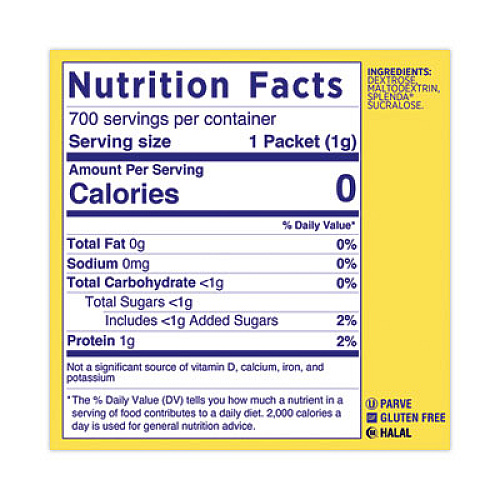 Splenda No Calorie Sweetener, 1 g Packet, 700/Box (200094)