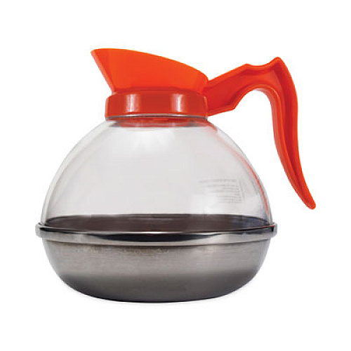 Coffee Pro Unbreakable Decaffeinated Coffee Decanter, 60 oz, Orange Handle (CPU13)
