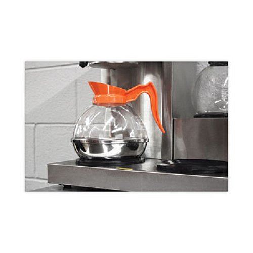 Coffee Pro Unbreakable Decaffeinated Coffee Decanter, 60 oz, Orange Handle (CPU13)
