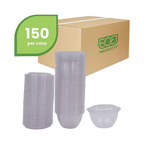 Eco-Products Renewable and Compostable Containers, 18 oz, 5.5" Diameter x 2.3" h, Clear, Plastic, 150/Carton (EPSB18)