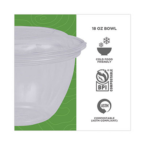 Eco-Products Renewable and Compostable Containers, 18 oz, 5.5" Diameter x 2.3" h, Clear, Plastic, 150/Carton (EPSB18)
