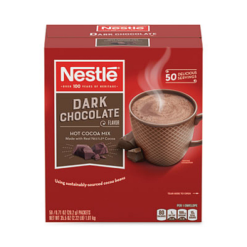 Nestl Hot Cocoa Mix, Dark Chocolate, 0.71 Packets, 50 Packets/Box, 6 Boxes/Carton (70060CT)