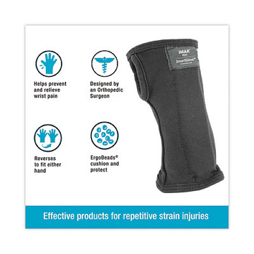 IMAK RSI SmartGlove Flexible Wrist Support Splint, Large, Fits Hands Up to 4.25" Wide, Black (A20127)