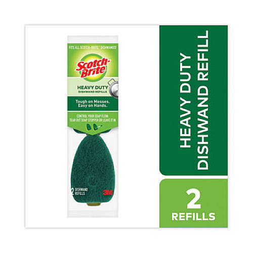 Scotch-Brite Soap-Dispensing Dishwand Sponge Refills, 2.9 x 2.2, Green, 2/Pack (4817RSC)