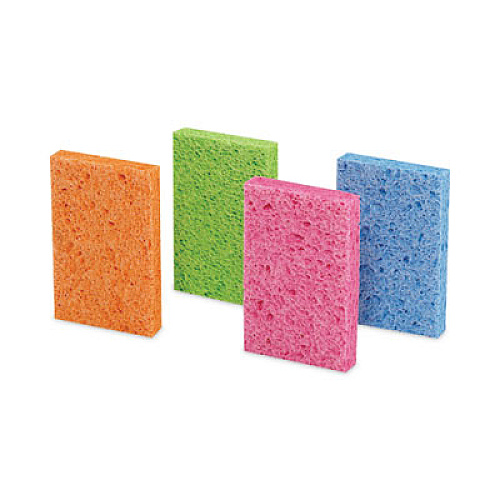 ocelo Vibrant Color Sponges, 4.7 x 3, 0.6" Thick, Assorted Colors, 4/Pack (7274FD)