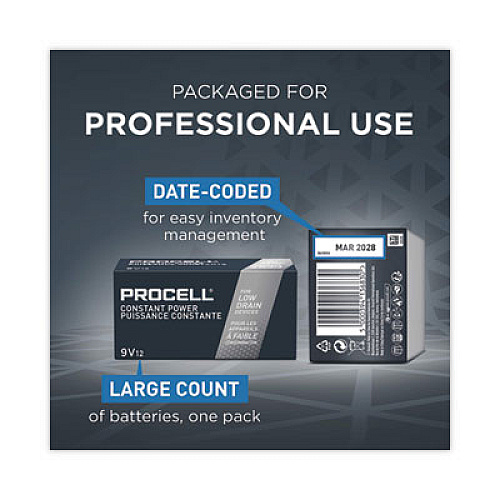 Procell Professional Alkaline 9V Batteries, 12/Box (PC1604BKD)
