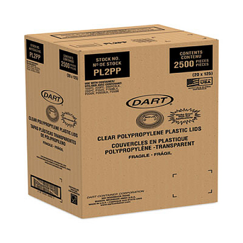 Dart Portion/Souffle Cup Lids, Fits 1.5 oz to 2.5 oz Portion Containers, Plastic, Clear, 125/Sleeve, 20 Sleeves/Carton (PL2PP)