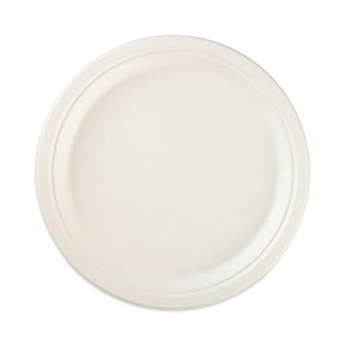 Hefty ECOSAVE Tableware, Plate, Sugarcane, 6.75" dia, White, 30/Pack, 12 Packs/Carton (D77300)