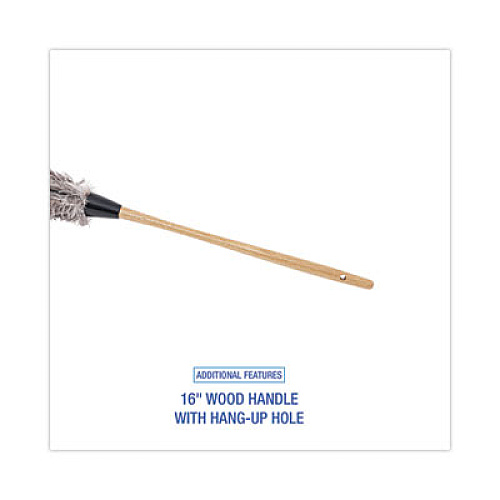 Boardwalk Professional Ostrich Feather Duster, 16" Wood Handle, 12" Gray Bristle (31FD)