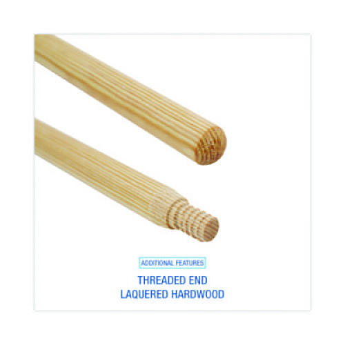 Boardwalk Heavy-Duty Threaded End Lacquered Hardwood Broom Handle, 1.13" dia x 60", Natural (137)