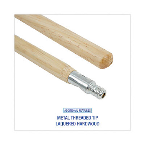 Boardwalk Metal Tip Threaded Hardwood Broom Handle, 1.13" dia x 60", Natural (138)