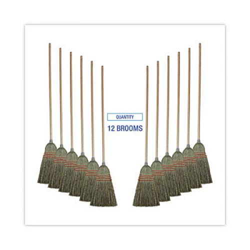 Boardwalk Mixed Fiber Maid Broom, Mixed Fiber Bristles, 55" Overall Length, Natural, 12/Carton (920YCT)