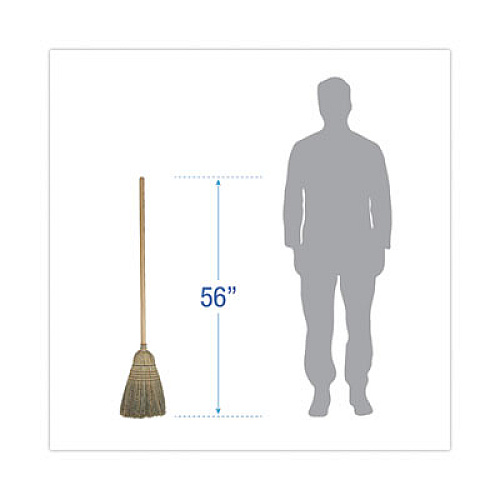 Boardwalk Warehouse Broom, Corn Fiber Bristles, 56" Overall Length, Natural, 12/Carton (932CCT)