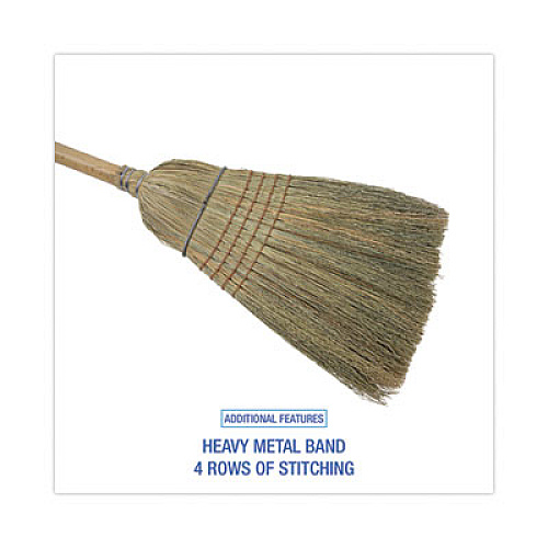 Boardwalk Warehouse Broom, Corn Fiber Bristles, 56" Overall Length, Natural, 12/Carton (932CCT)