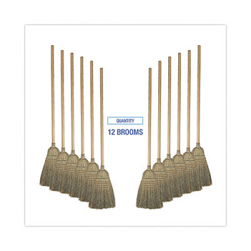 Boardwalk Warehouse Broom, Corn Fiber Bristles, 56" Overall Length, Natural, 12/Carton (932CCT)